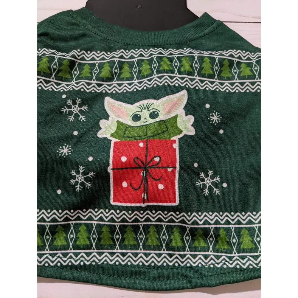 S small new puppy Dog shirt mandalorian grogu in red gift box CHRISTMAS